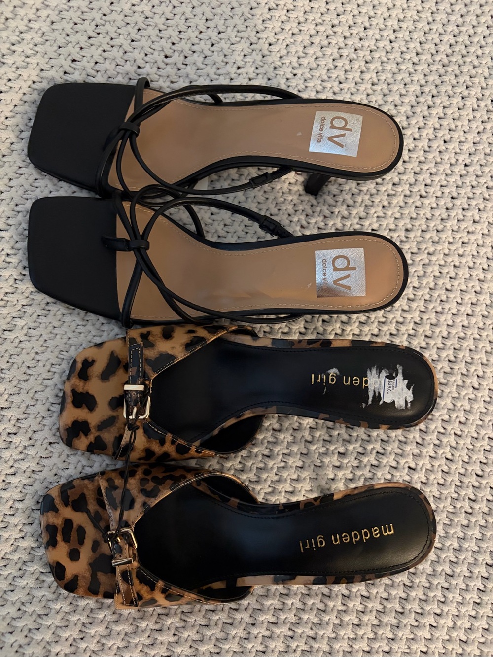 dv by Dolce Vita Black Strappy Square-Toe Heels bundle